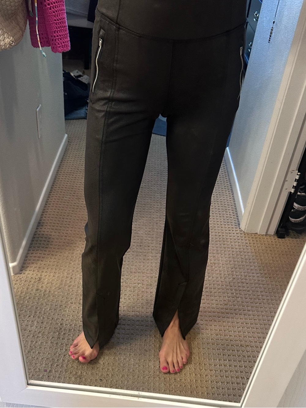 Athleta Delancey Gleam Faux Leather Pants Black XS High Rise
